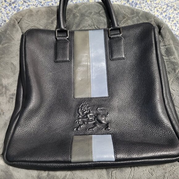 MCM Black Leather Briefcase w/COA (Strap Not Included) - Picture 1 of 13